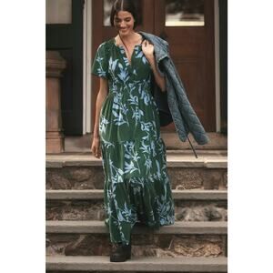 nwt by ANTHRPOLOGIE sz 1X Somerset Maxi Dress Blue Green Corduroy Edition